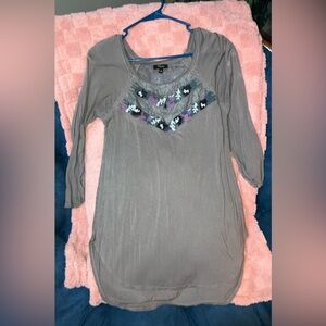 Cupio Gray Lace Detail Top